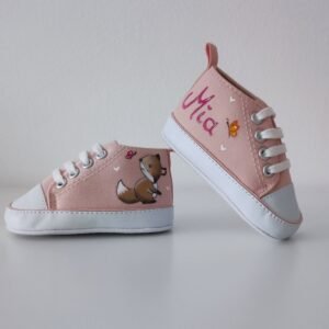 Scarpine da culla dipinte a mano - dolce volpina